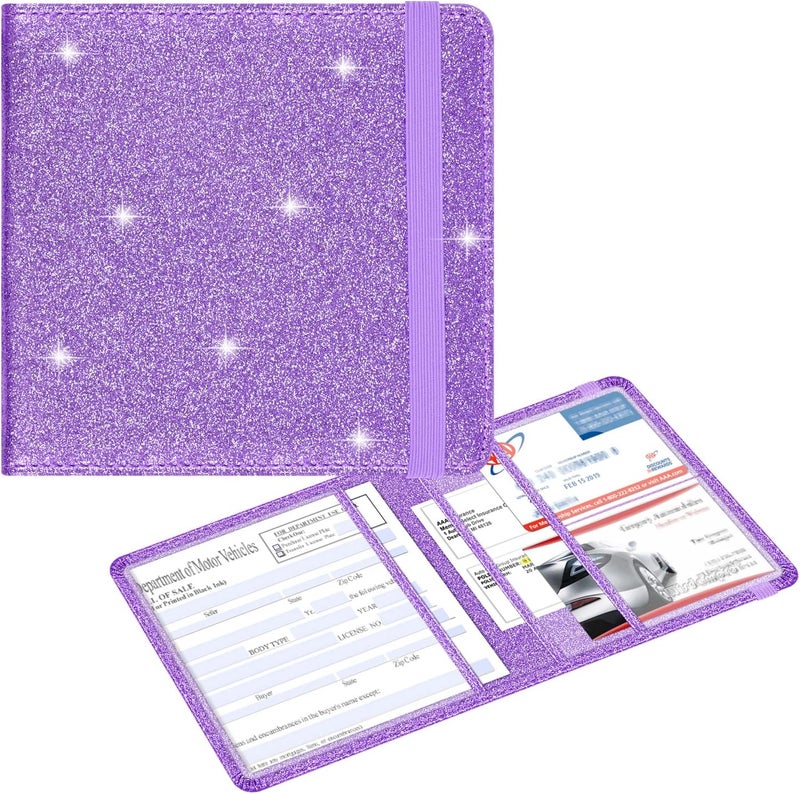 Wisdompro Small Car Registration and Insurance Documents Holder - Premium PU Leather Vehicle Glove Box Paperwork Wallet Case Organizer for ID, Driver's License, Key Contact Information Cards - Image 1